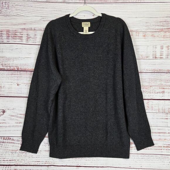 L.L.Bean Men's Lambswool Gray Sweater Size LT Crewneck Pullover Outdoor Gorpcore - Picture 1 of 11